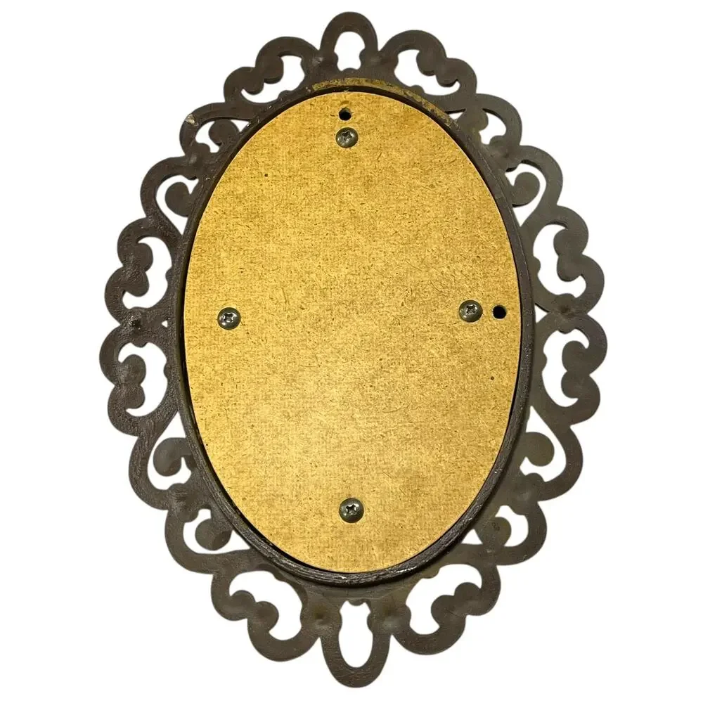 Vintage Ornate Oval Wall Mirror | Gold-Tone Resin Frame | Made in USA